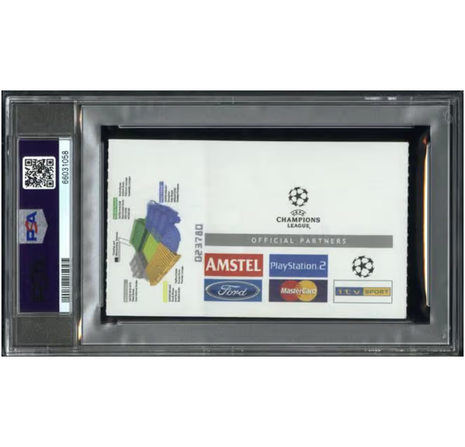 Ronaldo Nazario Signed 2003 UCL 3 Goals vs Man U Match Ticket Inscribed – PSA 3